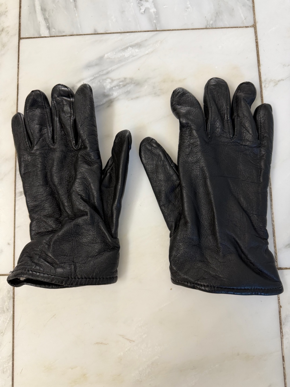 United States Military Issue Unisex Black Leather Wool Blend Lined Gloves Size 9